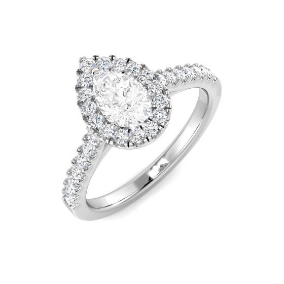 0.84ct SI1/G Pear cut Diamond Engagement Ring in Platinum