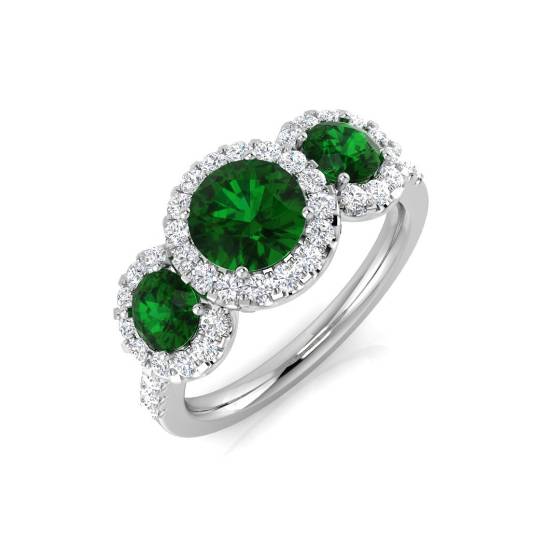 1.83ct SI2/G Round cut Green Emerald Gemstone Ring in Platinum