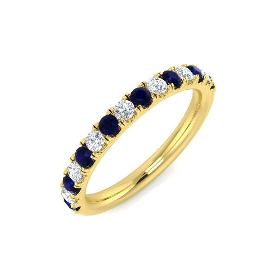 0.54ct SI2/G Round cut Blue Sapphire Gemstone Ring in 18k Yellow Gold