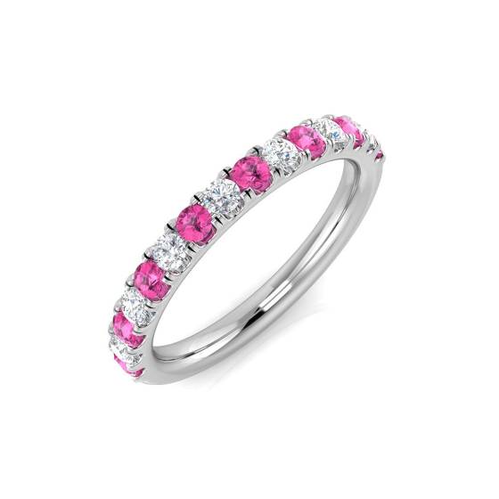 0.52ct SI2/G Round cut Pink Sapphire Gemstone Ring in 9k White Gold