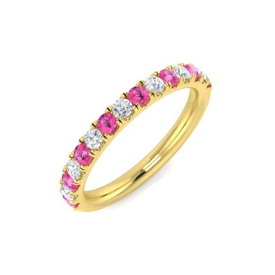 0.52ct SI2/G Round cut Pink Sapphire Gemstone Ring in 9k Yellow Gold