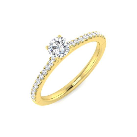 0.43ct SI2/G Round cut Shoulder Set Engagement Ring in 18k Yellow Gold