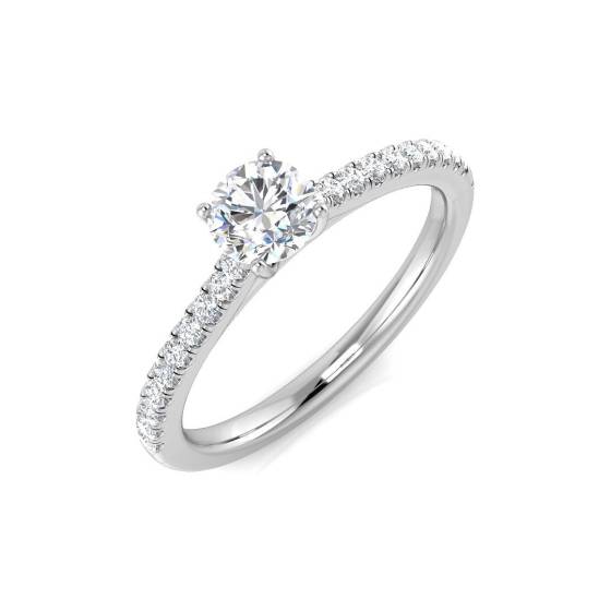 0.42ct SI2/G Round cut Shoulder Set Engagement Ring in 9k White Gold