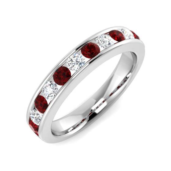 1.12ct SI2/G Round cut Ruby Gemstone Ring in Platinum