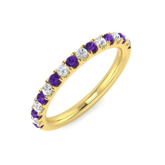 0.34ct SI2/G Round cut Amethyst Gemstone Ring in 9k Yellow Gold