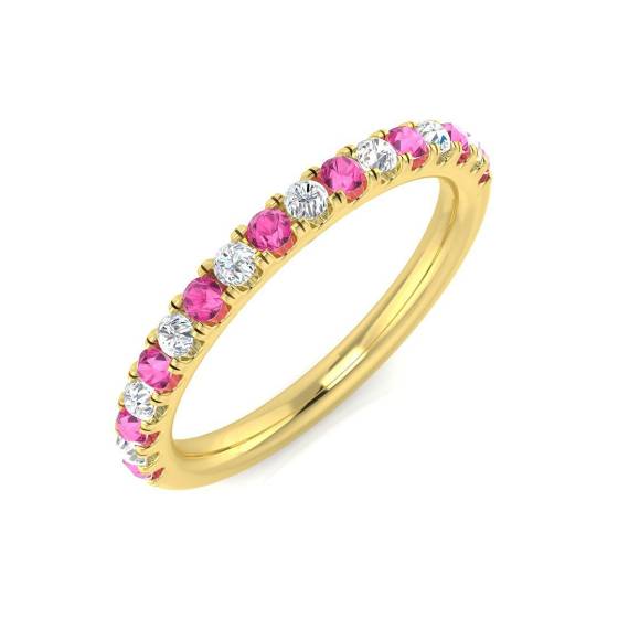 0.42ct SI2/G Round cut Pink Sapphire Gemstone Ring in 9k Yellow Gold