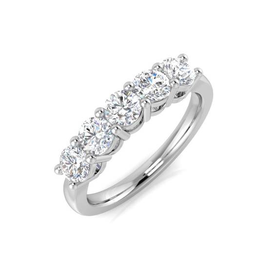 0.95ct VS/F Round cut Lab Grown 5 Stone Diamond Ring in 9k White Gold