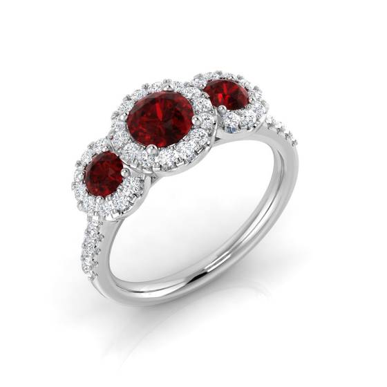 1.65ct SI2/G Round cut Ruby Gemstone Ring in 9k White Gold