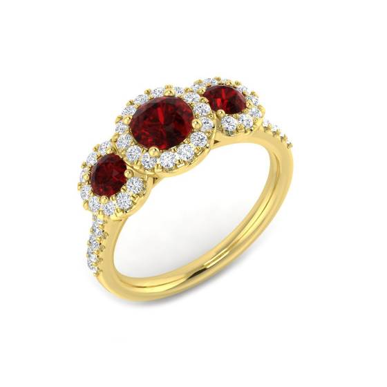 1.65ct SI2/G Round cut Ruby Gemstone Ring in 18k Yellow Gold