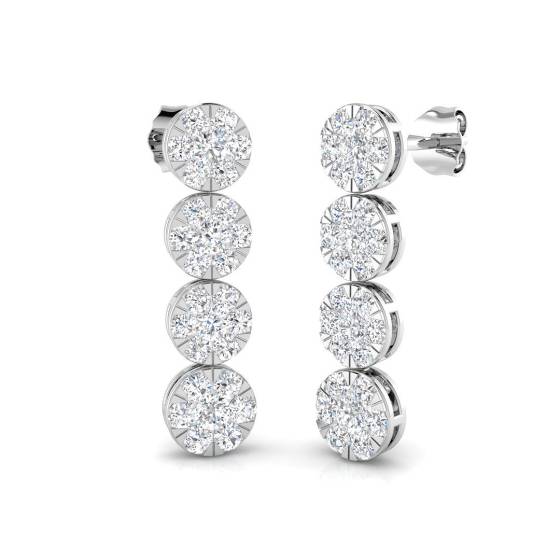 1.64ct SI2/G Round cut Diamond Designer Earrings in 18k White Gold