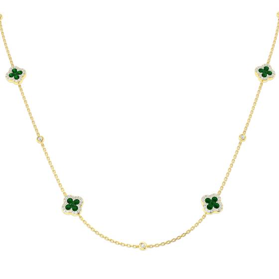 1.43ct SI2/G Round cut Emerald Gemstone Necklace in 18k Yellow Gold