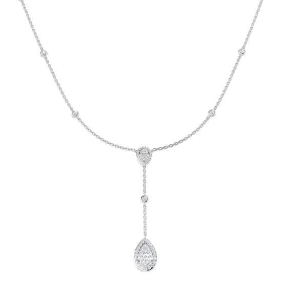 0.52ct SI2/G Round cut Diamond Cluster Necklace in 18k White Gold