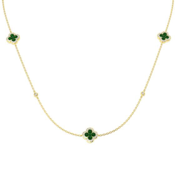 2.14ct SI2/G Round cut Emerald Gemstone Necklace in 18k Yellow Gold