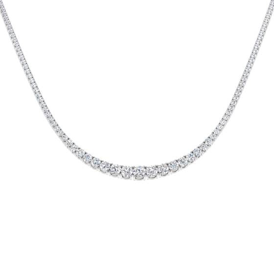 10.50ct VS/F Round cut Lab Grown Diamond Tennis Necklace in 9k White Gold