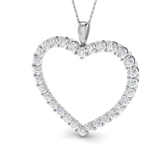 4.40ct SI2/G Round cut Diamond Heart Pendant in 9k White Gold