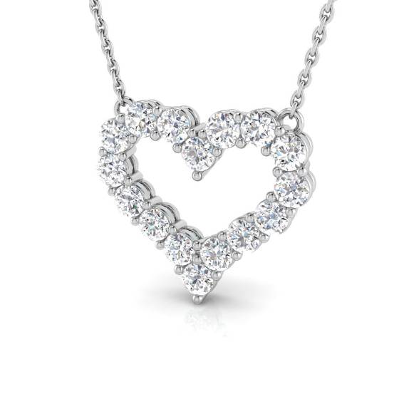 0.99ct VS/F Round cut Lab Grown Diamonds Heart Shape Pendant in 9k White Gold