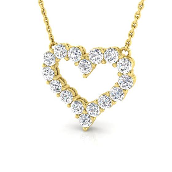 0.99ct VS/F Round cut Lab Grown Diamonds Heart Shape Pendant in 9k Yellow Gold