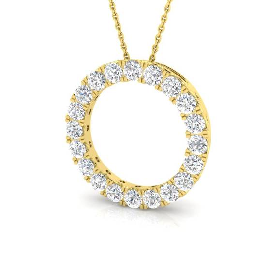 2.01ct SI2/G Round cut Diamond Circle of Life Pendant in 18k Yellow Gold