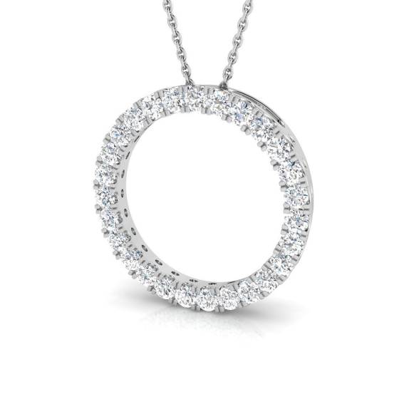 0.94ct SI2/G Round cut Diamond Circle of Life Pendant in 18k White Gold