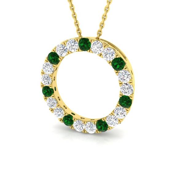 0.98ct SI2/G Round cut Emerald Gemstone Pendant in 9k Yellow Gold