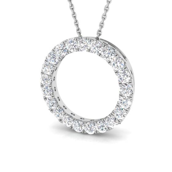 0.96ct VS/F Round cut Lab Grown Diamonds Circle of Life Pendant in 9k White Gold