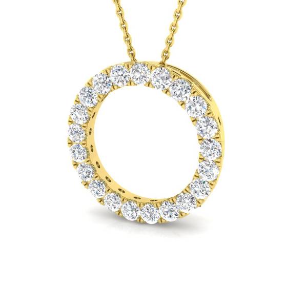 0.96ct VS/F Round cut Lab Grown Diamonds Circle of Life Pendant in 9k Yellow Gold