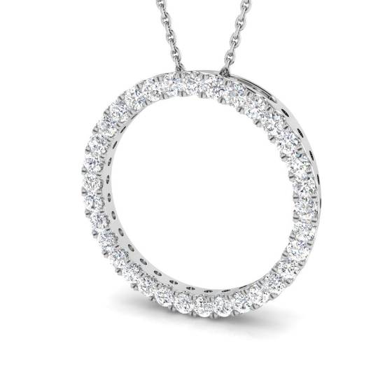 0.76ct SI2/G Round cut Diamond Circle of Life Pendant in 18k White Gold