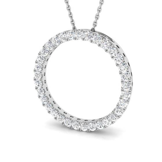 0.76ct SI2/G Round cut Diamond Circle of Life Pendant in 9k White Gold