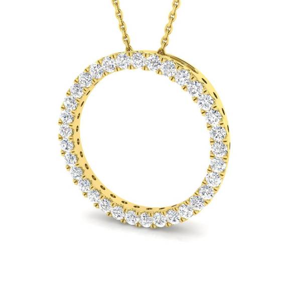 0.76ct SI2/G Round cut Diamond Circle of Life Pendant in 18k Yellow Gold