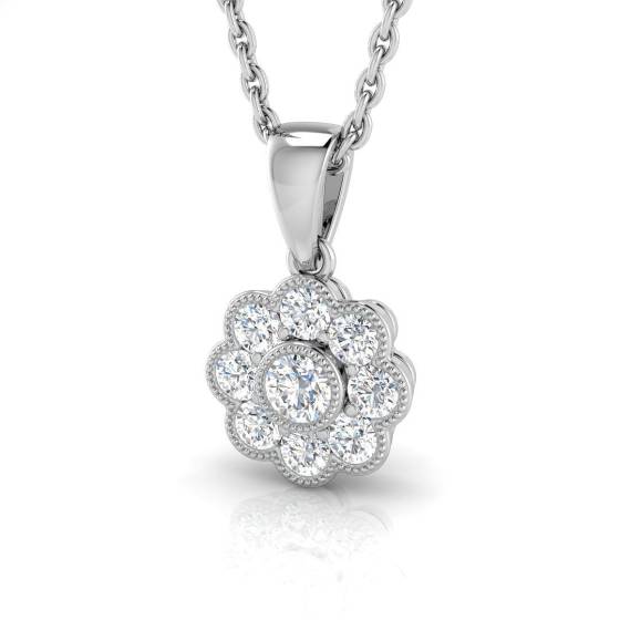 0.25ct SI2/G Round cut Diamond Vintage Pendant in 18k White Gold