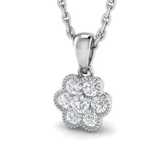 0.14ct SI2/G Round cut Diamond Vintage Pendant in 18k White Gold