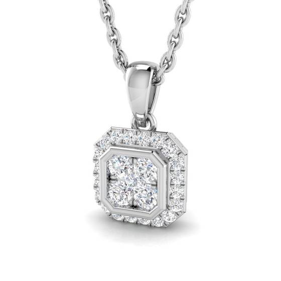 0.12ct SI2/G Round cut Diamond Cluster Pendant in 18k White Gold