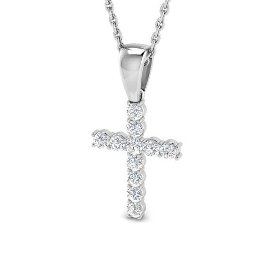 0.25ct I1/G Round cut Diamonds Cross Pendant in 9k White Gold