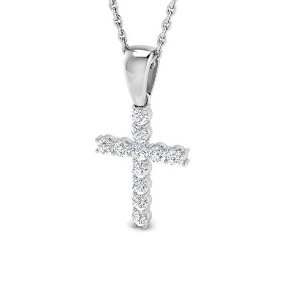 0.25ct SI2/G Round cut Diamond Cross Pendant in 9k White Gold