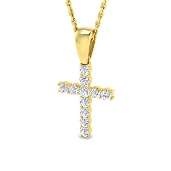 0.25ct I1/G Round cut Diamonds Cross Pendant in 9k Yellow Gold