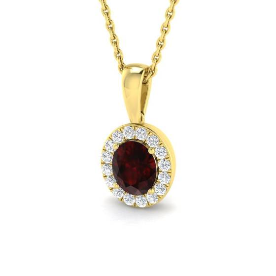 0.81ct SI2/G Oval cut Ruby Gemstone Pendant in 18k Yellow Gold