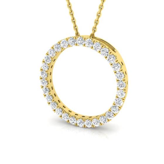 0.54ct SI2/G Round cut Diamond Circle of Life Pendant in 18k Yellow Gold