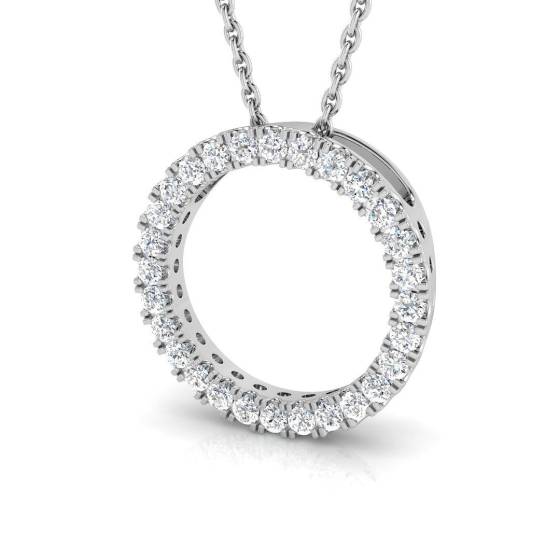 0.25ct SI2/G Round cut Diamond Circle of Life Pendant in 18k White Gold