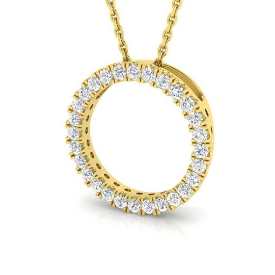 0.25ct SI2/G Round cut Diamond Circle of Life Pendant in 18k Yellow Gold