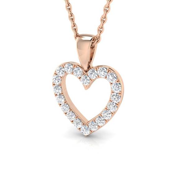 0.25ct VS/F Round cut Lab Grown Diamonds Heart Shape Pendant in 9k Rose Gold