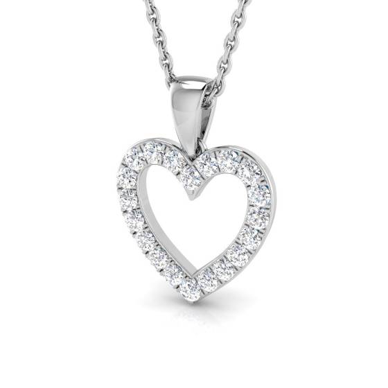 0.25ct VS/F Round cut Lab Grown Diamonds Heart Shape Pendant in 9k White Gold