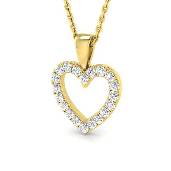 0.25ct VS/F Round cut Lab Grown Diamonds Heart Shape Pendant in 9k Yellow Gold