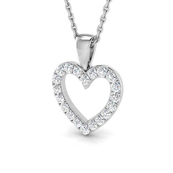 0.25ct SI2/G Round cut Diamond Heart Pendant in 9k White Gold