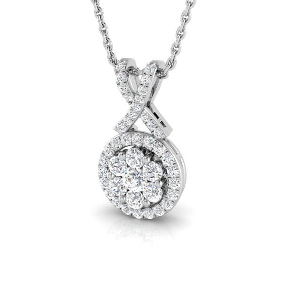 0.41ct SI2/G Round cut Diamond Drop Pendant in 18k White Gold