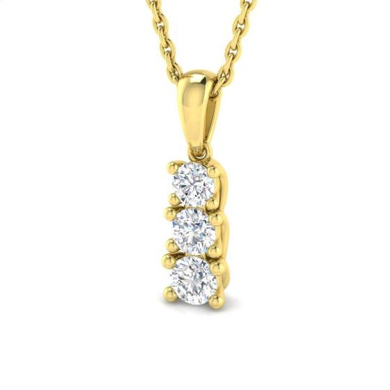 0.28ct SI2/G Round cut Diamond Drop and Trilogy Pendant in 18k Yellow Gold