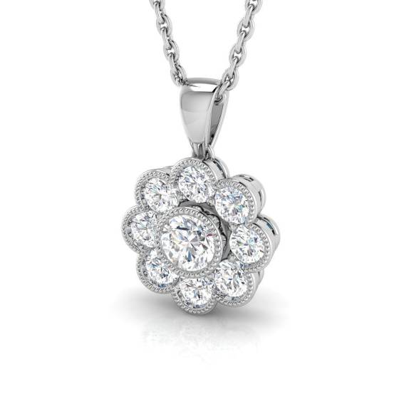 0.50ct SI2/G Round cut Diamond Cluster Pendant in 18k White Gold