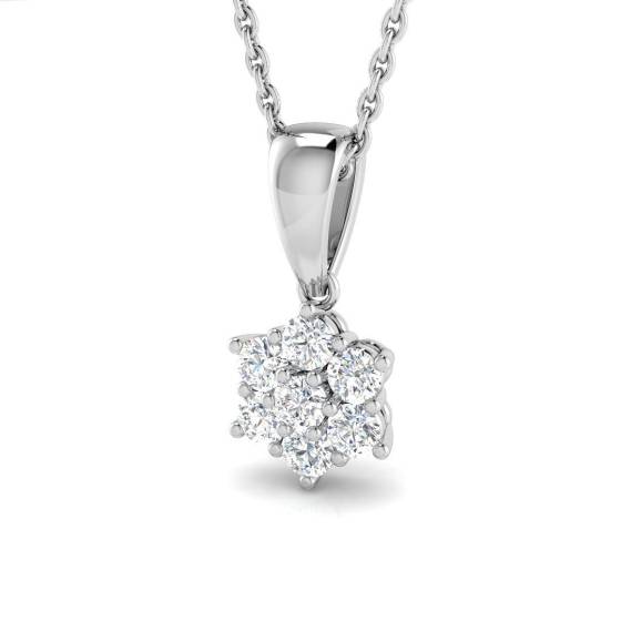 0.50ct SI2/G Round cut Diamond Cluster Pendant in 18k White Gold