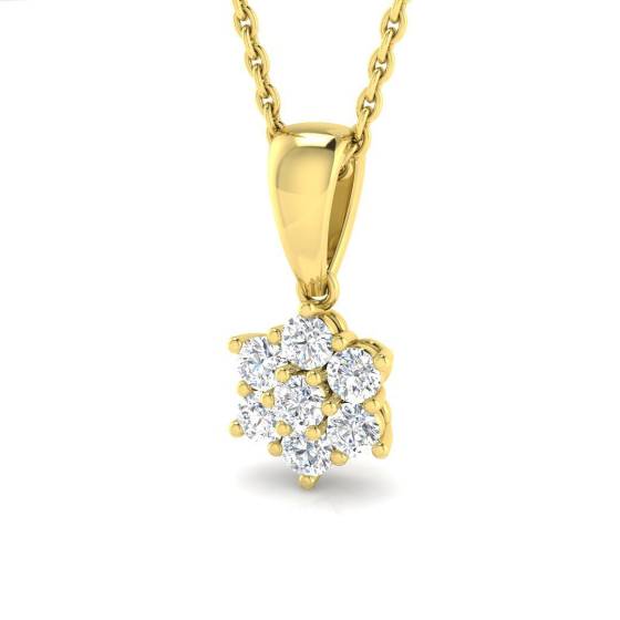 0.50ct I1/G Round cut Diamond Cluster Pendant in 9k Yellow Gold