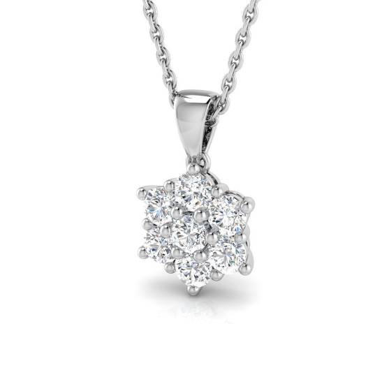 0.26ct SI2/G Round cut Diamond Cluster Pendant in 18k White Gold