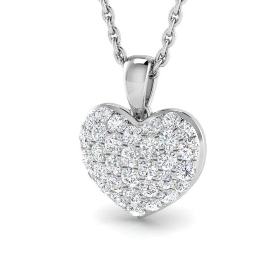 0.40ct SI2/G Round cut Diamond Heart Pendant in 9k White Gold